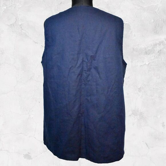 J Crew Navy Linen/Cotton Floral Embroidery Sleeveless Top - Lined - Women's S - Picture 5 of 7